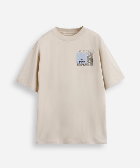 camiseta juvenil de algodão estampada bege 12