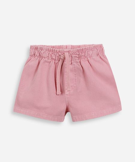 short infantil de sarja cós elástico rosa 2 short infantil de sarja cós elástico rosa 2