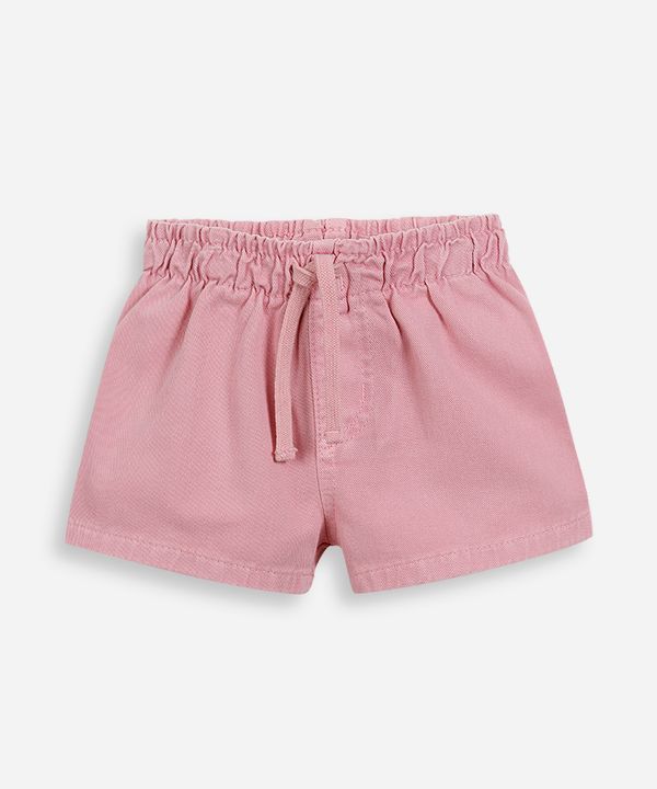 short infantil de sarja cós elástico rosa 1