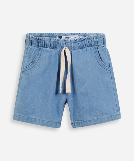 short reto infantil jeans cós elástico azul 3-6 short reto infantil jeans cós elástico azul 3-6