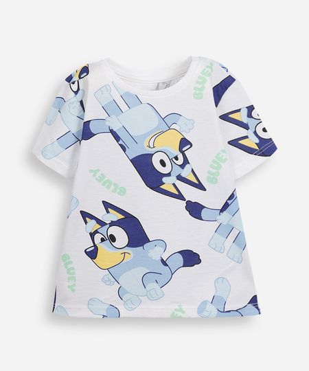 camiseta infantil de algodão manga curta bluey - off white 1 camiseta infantil de algodão manga curta bluey - off white 1