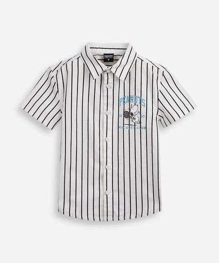 camisa infantil de algodão snoopy listrada off white 12