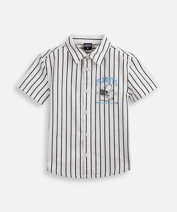 camisa infantil de algodão snoopy listrada off white 6