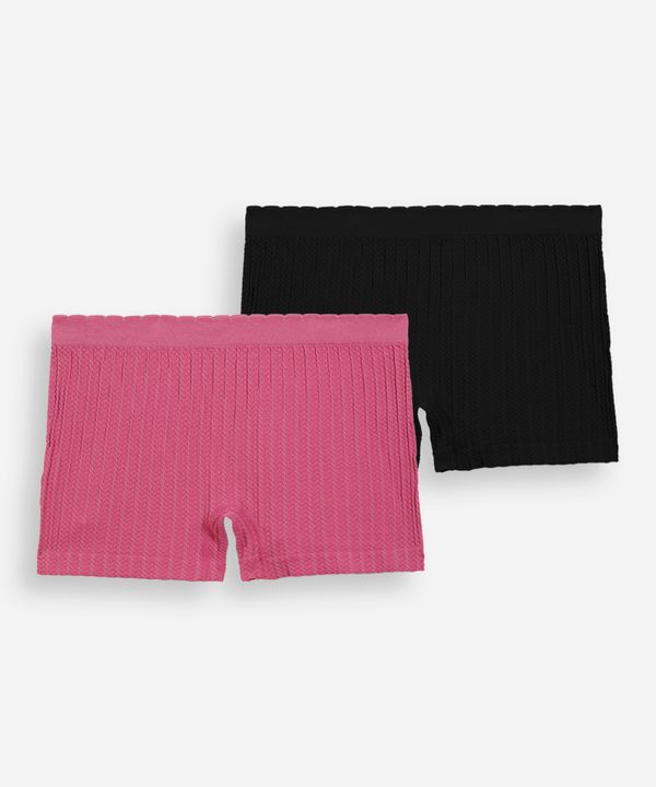 kit de 2 calcinhas boyshort sem costura texturizadas colorido GG