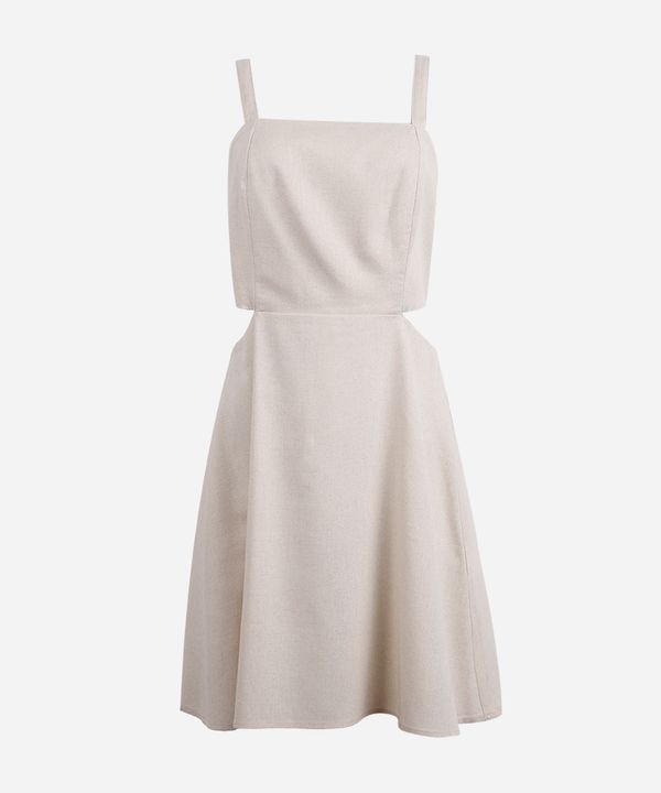 vestido juvenil curto com cutout na cintura bege 16