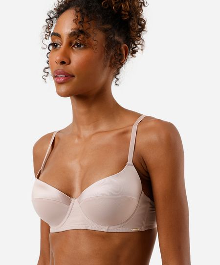 sutiã meia taça com recorte acetinado bege 44 sutiã meia taça com recorte acetinado bege 44