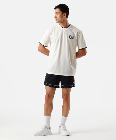 short masculino esportivo ace com nervuras texturizado preto M