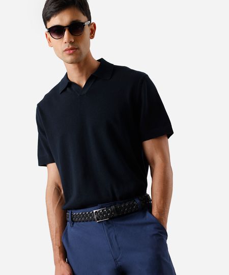 polo masculina de tricot preto P