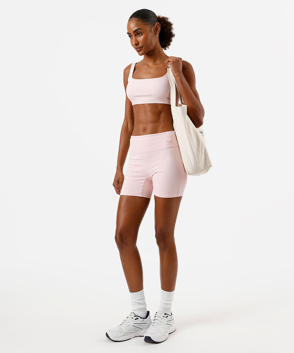 bermuda feminina esportiva ace canelada rosa