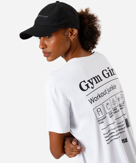 camiseta feminina de poliamida esportiva ace estampa oversized branca G