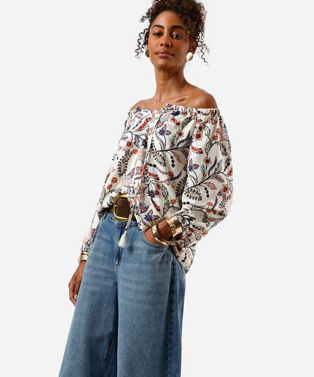 bata ombro a ombro feminina de viscose floral bege PP bata ombro a ombro feminina de viscose floral bege PP