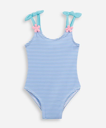 maiô infantil texturizado listrado com flores azul 3 maiô infantil texturizado listrado com flores azul 3