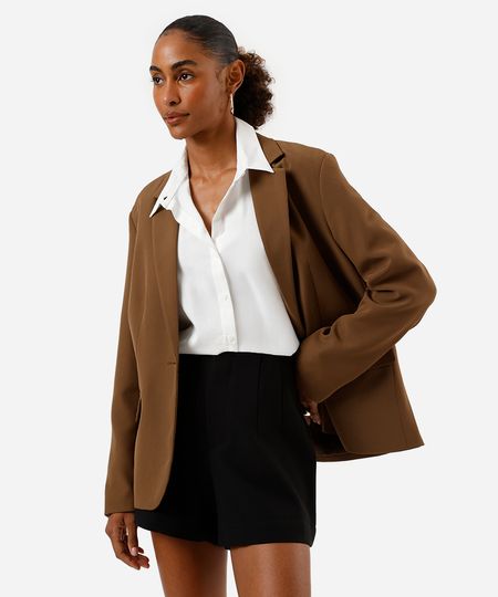 short feminino de alfaiataria com pences preto 38