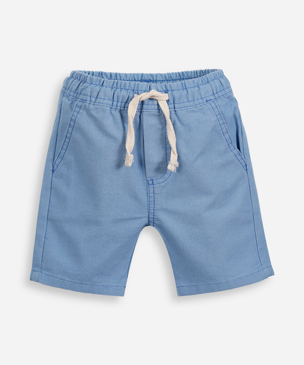 bermuda reta infantil de sarja cós elástico azul