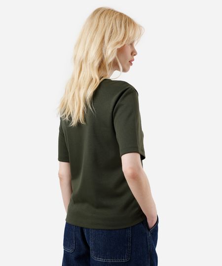 camiseta básica feminina de algodão peruano manga curta verde P