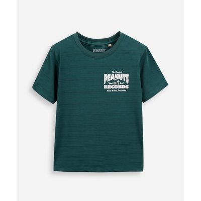 camiseta infantil com algodão texturizada snoopy verde
