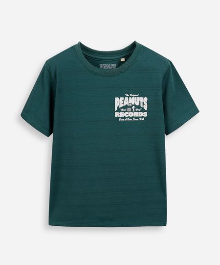 camiseta infantil com algodão texturizada snoopy verde 4