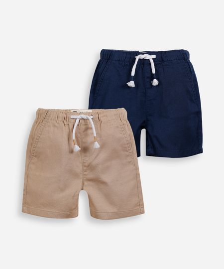 kit de 2 bermudas infantis de algodão colorido 12-18 kit de 2 bermudas infantis de algodão colorido 12-18