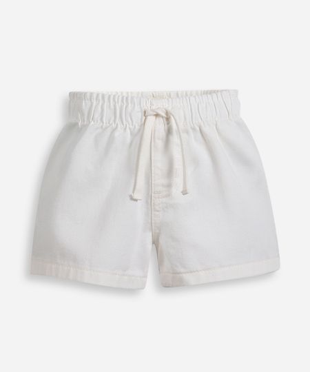 short infantil de sarja cós elástico off white 2 short infantil de sarja cós elástico off white 2
