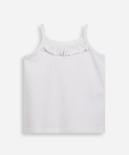 regata de algodão infantil com babado off white 1