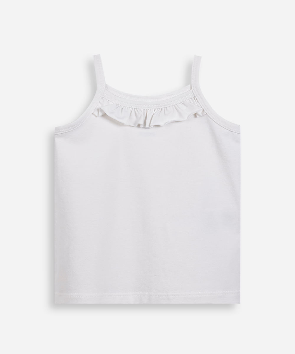 regata de algodão infantil com babado off white