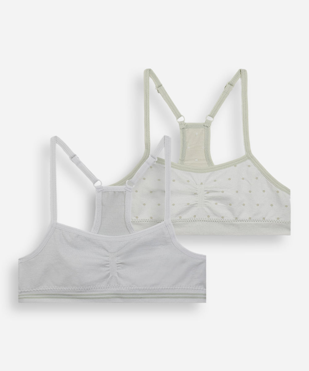 kit de 2 sutiãs top nadador infantis sem costura colorido