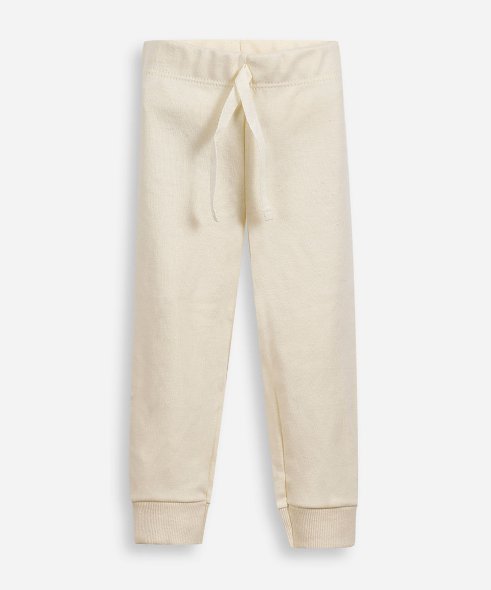 calça jogger infantil de algodão cós elástico amarela