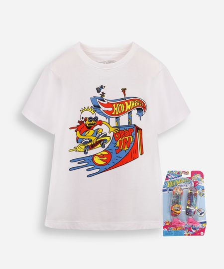 camiseta infantil de algodão hot wheels com brinde off white 4 camiseta infantil de algodão hot wheels com brinde off white 4