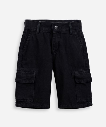 bermuda cargo alongada infantil jeans preta 6 bermuda cargo alongada infantil jeans preta 6