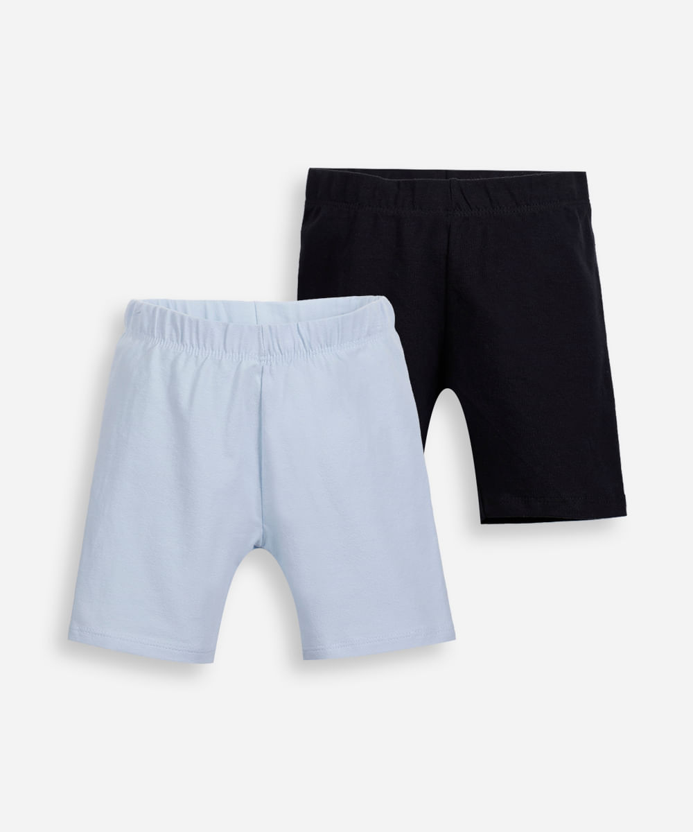 kit de 2 bermudas ciclista infantis de algodão colorido