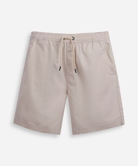 bermuda reta juvenil de sarja cós elástico bege 12 bermuda reta juvenil de sarja cós elástico bege 12