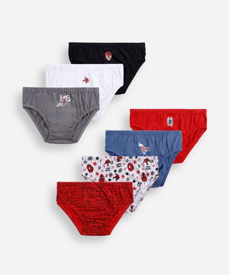 kit de 7 cuecas slip infantis de algodão homem aranha colorido 2