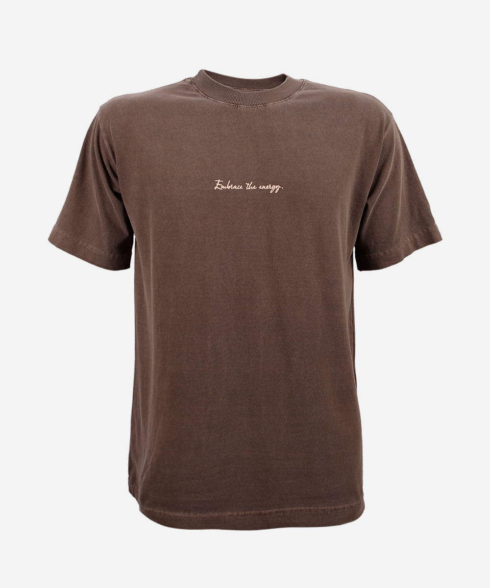 camiseta juvenil de algodão estampada estonada marrom