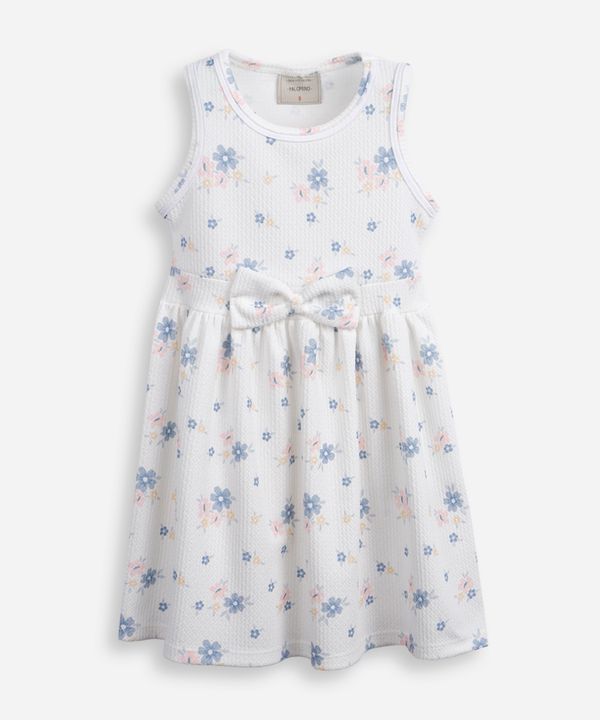 vestido infantil com laço texturizado floral colorido 6