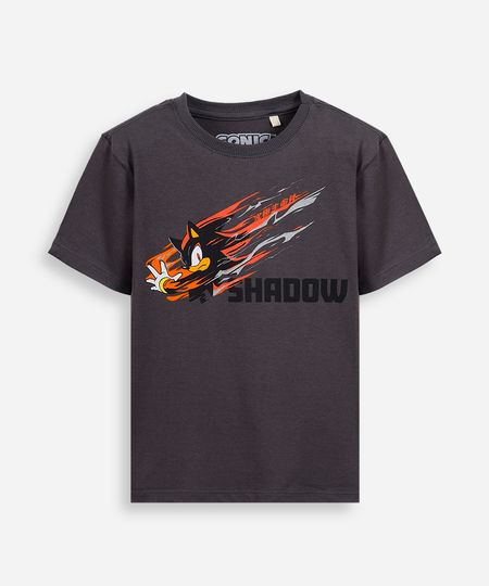 camiseta infantil de algodão shadow sonic cinza 4 camiseta infantil de algodão shadow sonic cinza 4