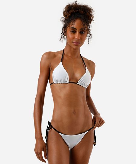 biquíni calcinha tanga feminina dupla face com amarração off white P biquíni calcinha tanga feminina dupla face com amarração off white P
