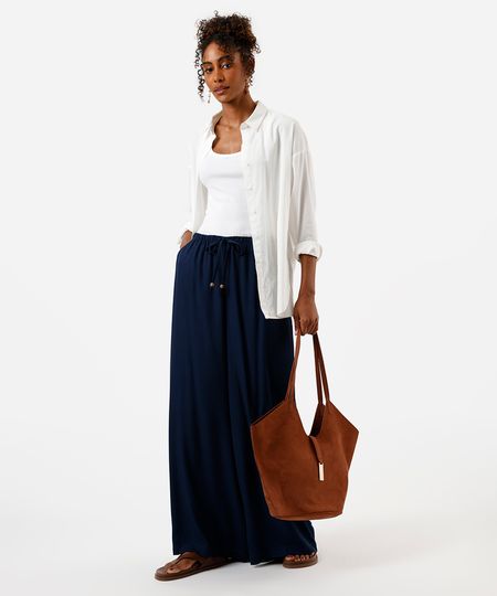 calça pijama feminina de viscose cós elástico azul G calça pijama feminina de viscose cós elástico azul G