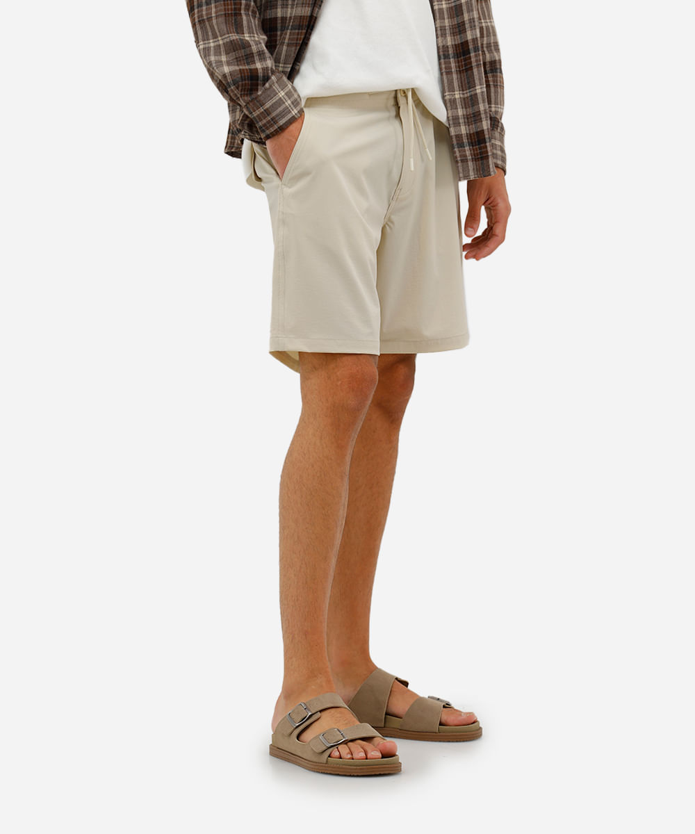short masculino boardshort walk com cintura ajustável bege