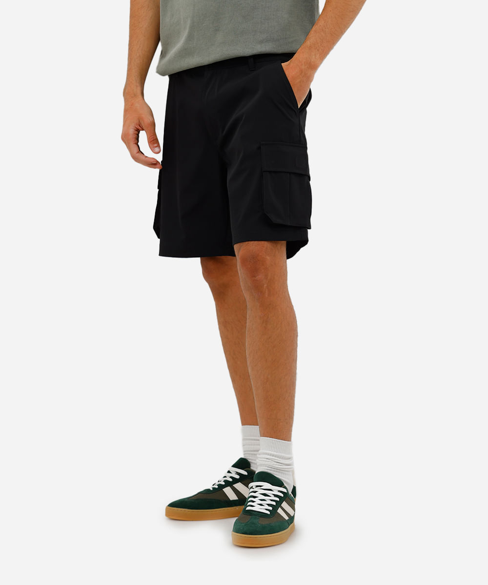 short boardshort masculino de poliamida preto
