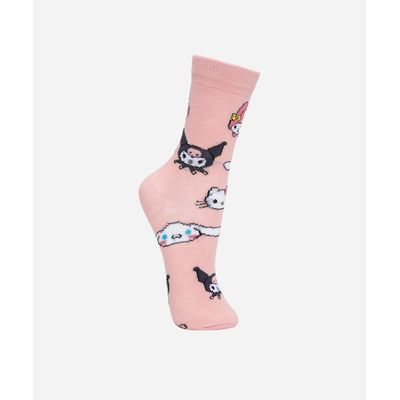 meia cano alto infantil hello kitty colorido