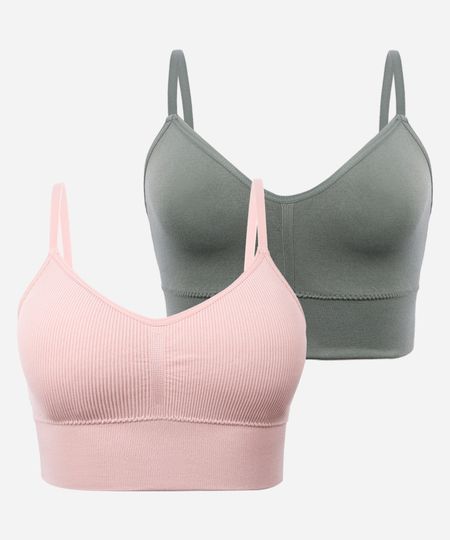 kit de 2 sutiãs triângulo alongado sem costura colorido P kit de 2 sutiãs triângulo alongado sem costura colorido P