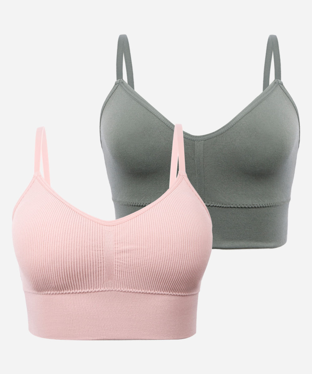 kit de 2 sutiãs triângulo alongado sem costura colorido