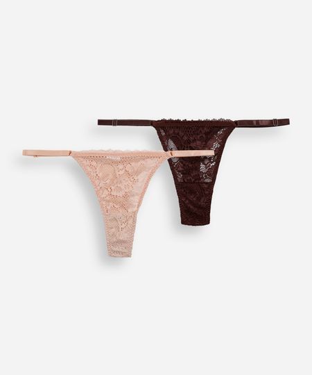 kit de 2 calcinhas fio dental com renda colorido M