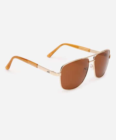 óculos de sol aviador dourado UNICO