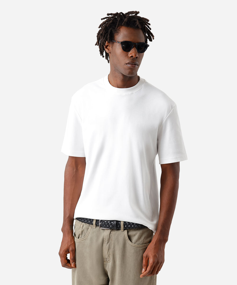 camiseta masculina relaxed de algodão peruano branca