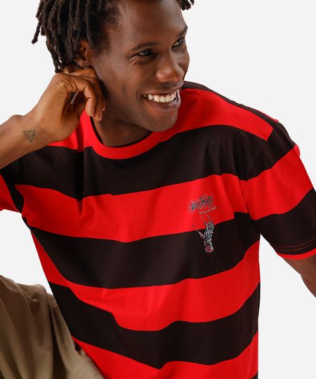 camiseta masculina de algodão sexta feria 13 listrada  preta M