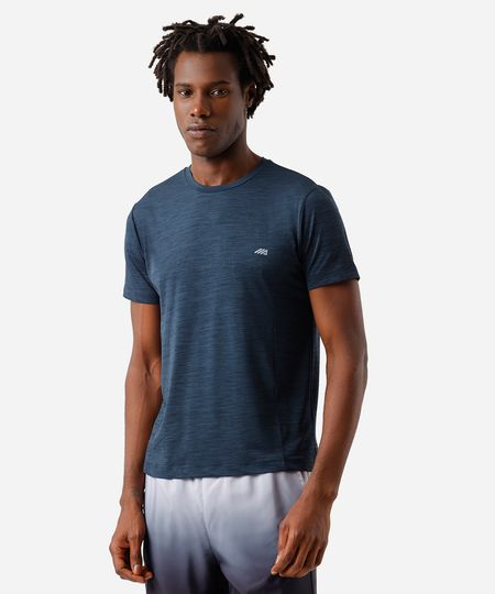 camiseta slim masculina de poliamida com recortes  azul G camiseta slim masculina de poliamida com recortes  azul G