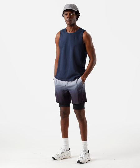 short masculino esportivo ace com bermuda interna degradê preto GG