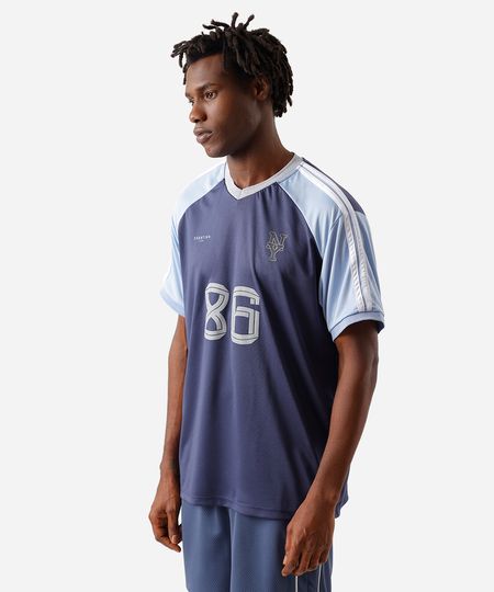 camiseta raglan masculina futebol esportiva ace estampada azul M