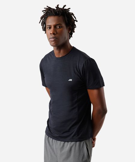 camiseta slim masculina de poliamida com recortes preta M camiseta slim masculina de poliamida com recortes preta M